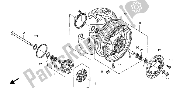 All parts for the Rear Wheel of the Honda ST 1300 2002