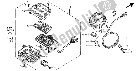 All parts for the Meter (kmh) of the Honda VTX 1800C 2002