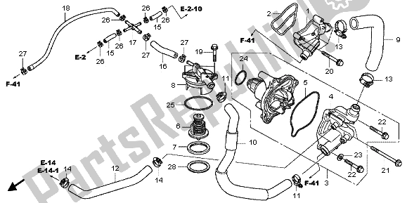 All parts for the Water Pump of the Honda VFR 1200 FD 2012