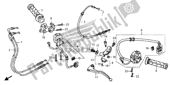 Alle onderdelen voor de Handvat Hendel & Schakelaar & Kabel van de Honda CBR 600 RA 2013