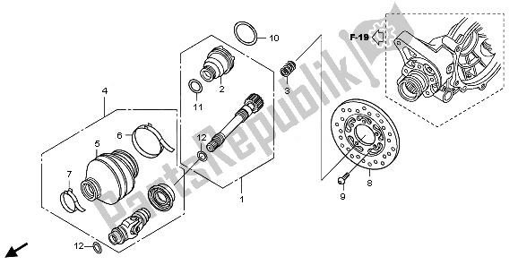 All parts for the Propeller Shaft of the Honda TRX 420 FA Fourtrax Rancher AT 2011