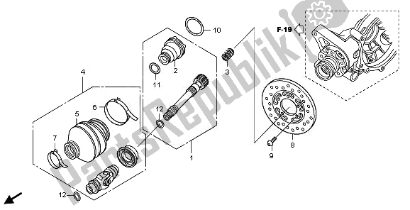 Tutte le parti per il Albero Dell'elica del Honda TRX 420 FA Fourtrax Rancher AT 2011