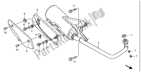 All parts for the Exhaust Muffler of the Honda NHX 110 WH 2009