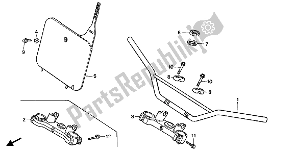 All parts for the Handle Pipe & Top Bridge of the Honda CR 250R 1990
