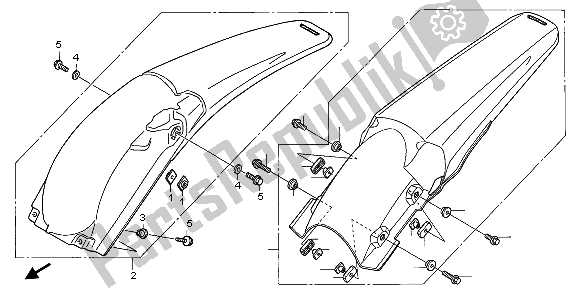 All parts for the Rear Fender of the Honda CRF 250R 2004