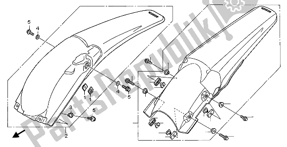 Tutte le parti per il Parafango Posteriore del Honda CRF 250R 2004