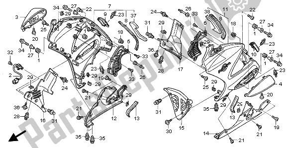 Alle onderdelen voor de Onderste Kap van de Honda ST 1300A 2002