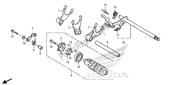 All parts for the Gearshift Drum of the Honda VT 750 CS 2013