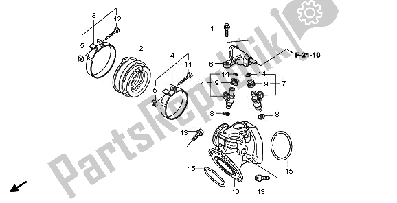 All parts for the Injector & Intake Manifold of the Honda VT 750 SA 2010