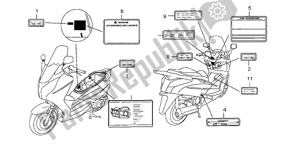 Alle onderdelen voor de Waarschuwingsetiket van de Honda FES 150A 2008
