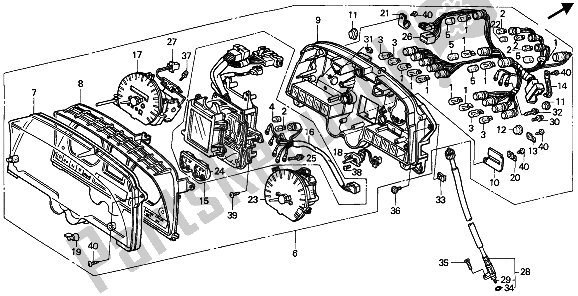 All parts for the Meter (mph) of the Honda GL 1500 1990