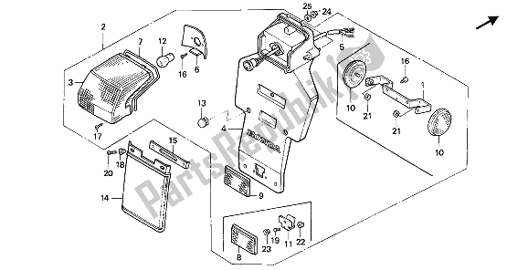 All parts for the Taillight of the Honda NX 650 1989