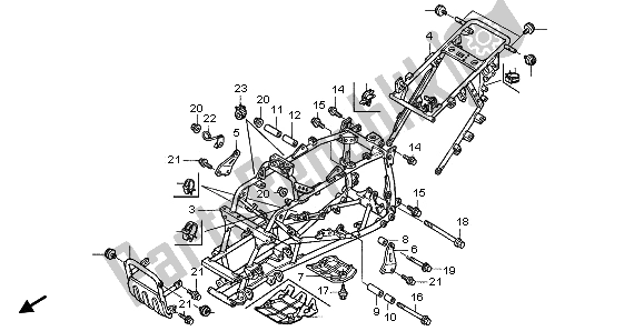 Alle onderdelen voor de Frame Lichaam van de Honda TRX 400 EX Fourtrax 2001