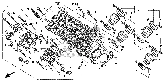 All parts for the Cylinder Head of the Honda CB 600F Hornet 2013
