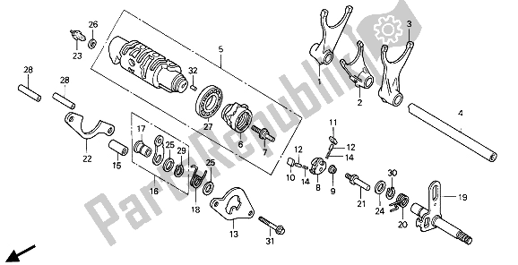 All parts for the Gearshift Drum of the Honda VF 750C 1994