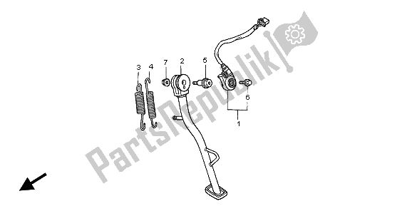 All parts for the Stand of the Honda FMX 650 2007