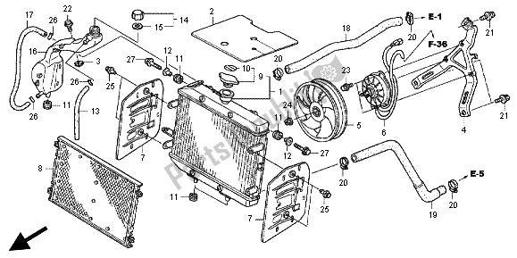 All parts for the Radiator of the Honda TRX 680 FA Fourtrax Rincon 2012