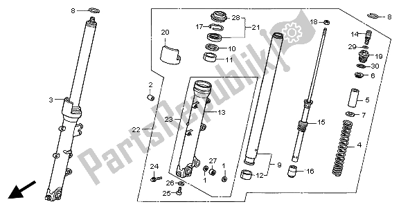 All parts for the Front Fork of the Honda VFR 800 2004