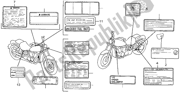 Tutte le parti per il Etichetta Di Avvertenza del Honda VT 1100C2 1997