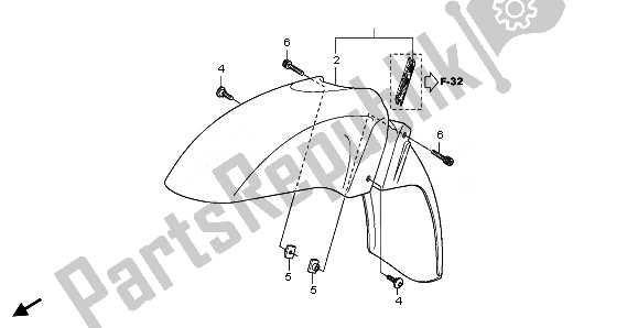 All parts for the Front Fender of the Honda FES 125 2011