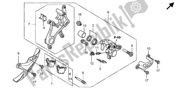 All parts for the Rear Brake Caliper of the Honda CRF 450R 2009