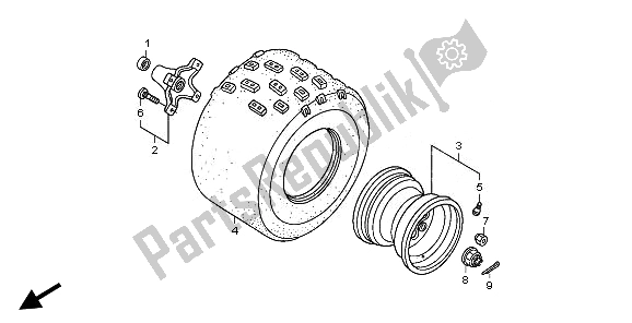 All parts for the Rear Wheel of the Honda TRX 250X 2010