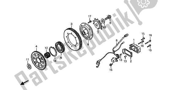 All parts for the Starting Clutch of the Honda ST 1100 1990