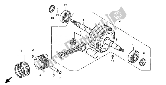 All parts for the Crankshaft & Piston of the Honda ANF 125 2008