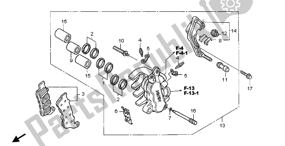 All parts for the L. Front Brake Caliper of the Honda NT 700V 2006