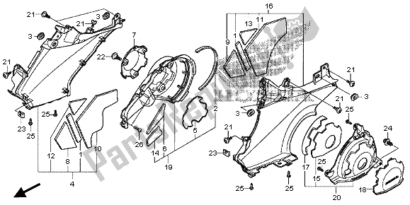 All parts for the Step Panel & Engine Side Cover of the Honda NC 700D 2013