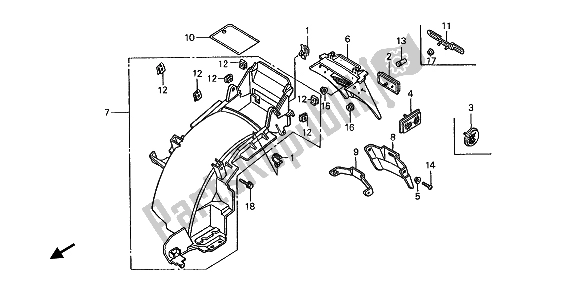 Tutte le parti per il Parafango Posteriore del Honda ST 1100 1993