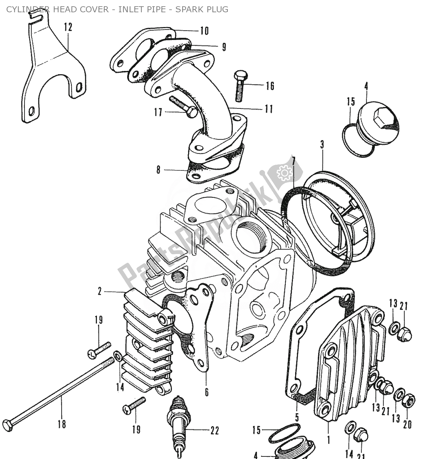All parts for the Cylinder Head Cover - Inlet Pipe - Spark Plug of the Honda ST 70 DAX 1950 - 2023