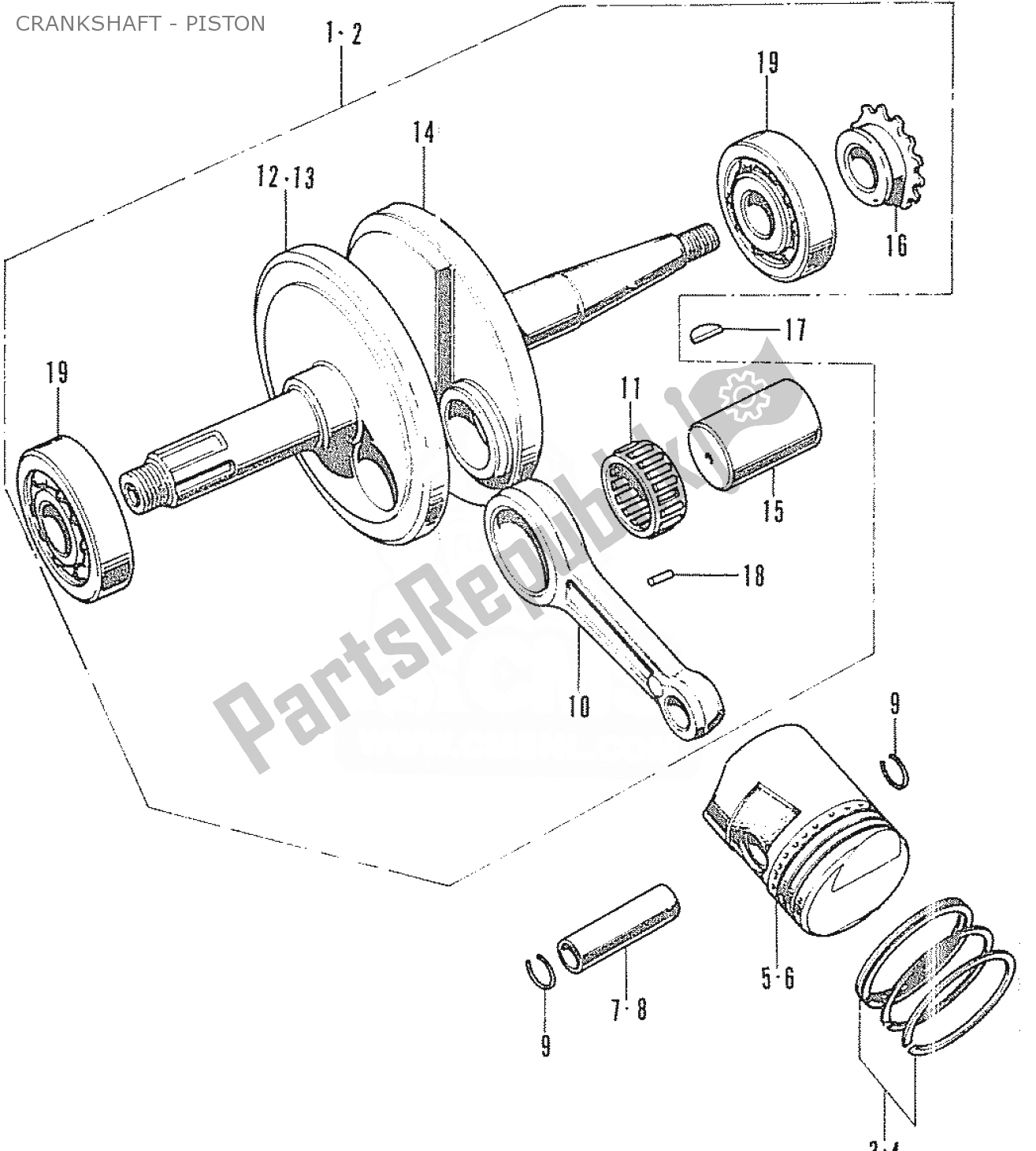 All parts for the Crankshaft - Piston of the Honda CF 70 Chaly 1950 - 2023