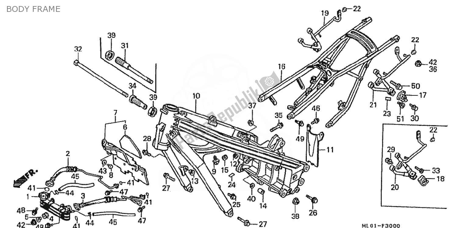 Alle onderdelen voor de Body Frame van de Honda VFR 400 1988