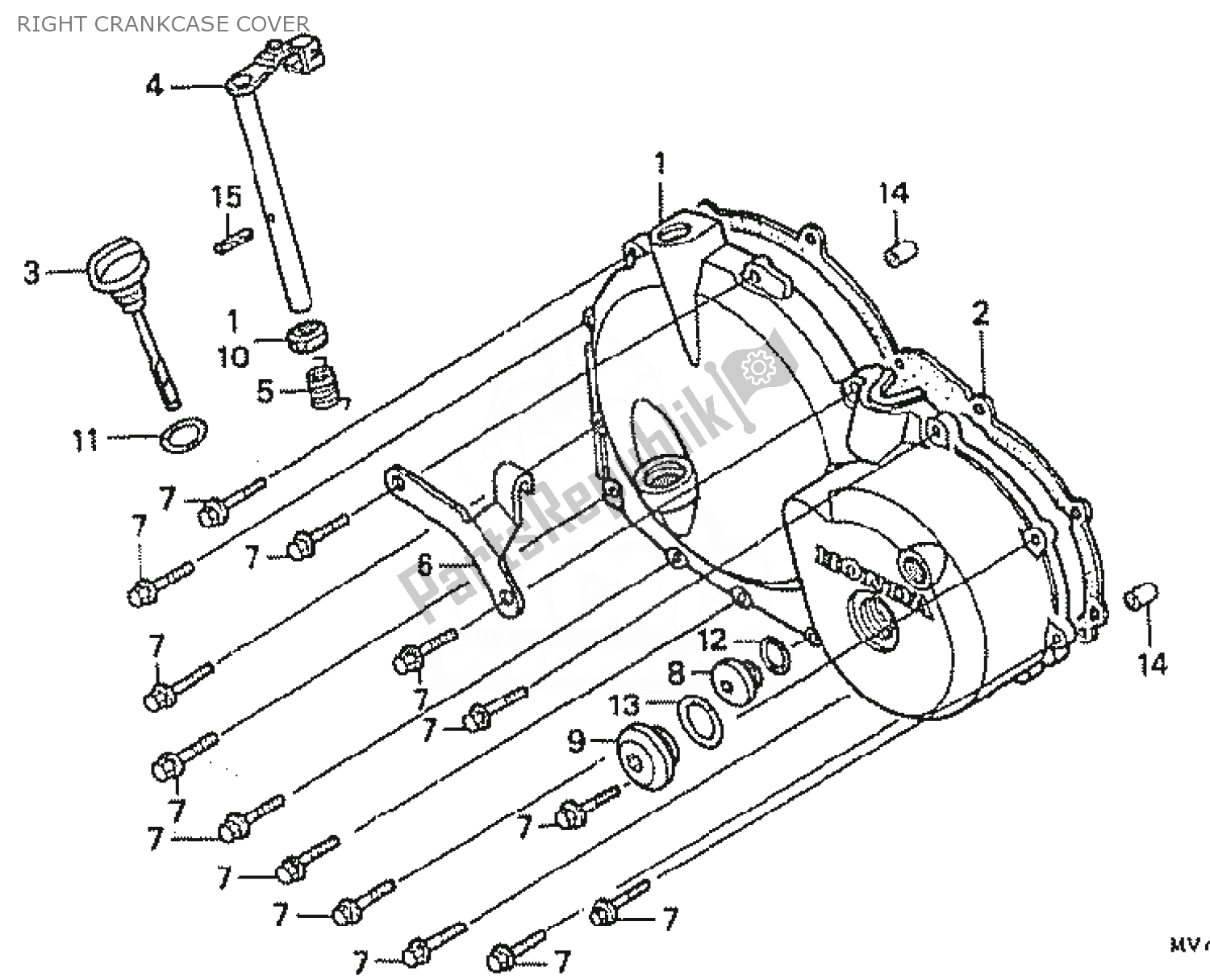 Todas as partes de Tampa Direita Do Cárter do Honda CBR 400 RR 1990