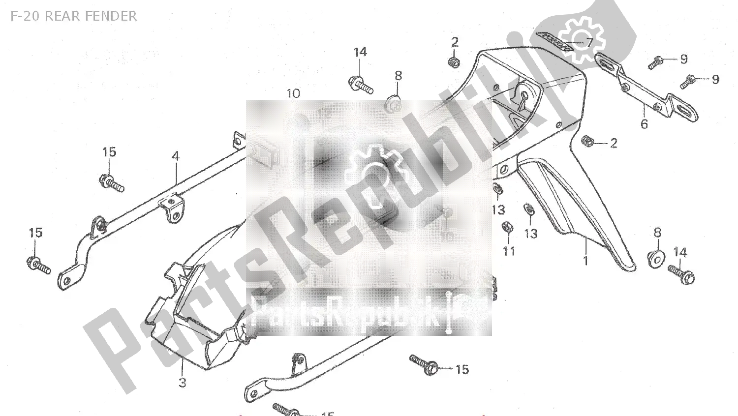 Wszystkie części do F-20 Rear Fender Honda MB 80 1981