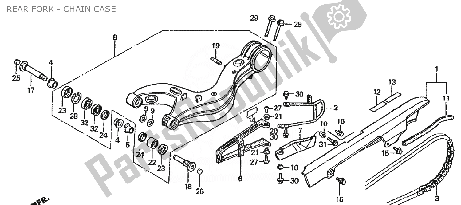 Todas las partes para Rear Fork - Chain Case de Honda VFR 400 1988
