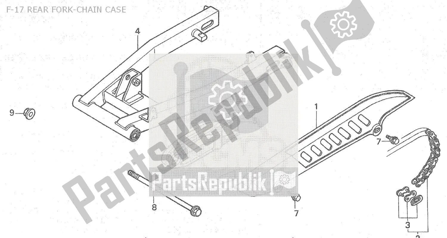 All parts for the F-17 Rear Fork-chain Case of the Honda ZB 50 Monkey R 1988