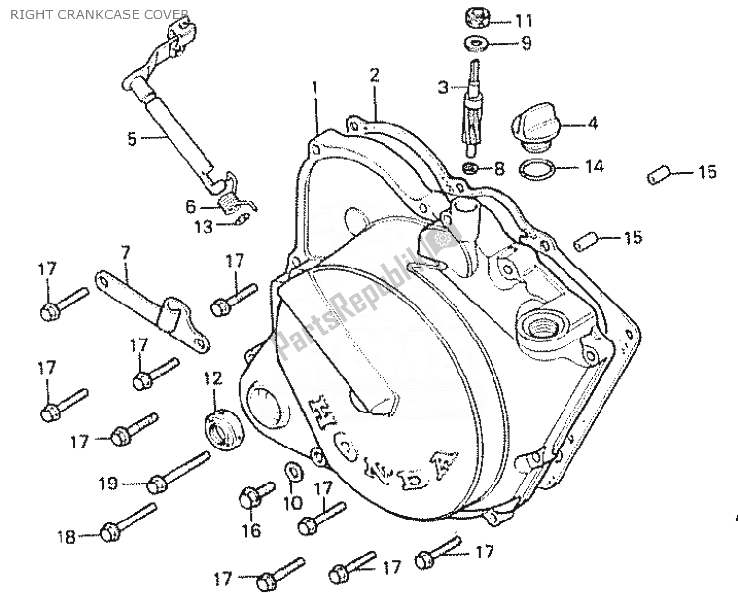 Tutte le parti per il Coperchio Carter Destro del Honda MTX 50 1985