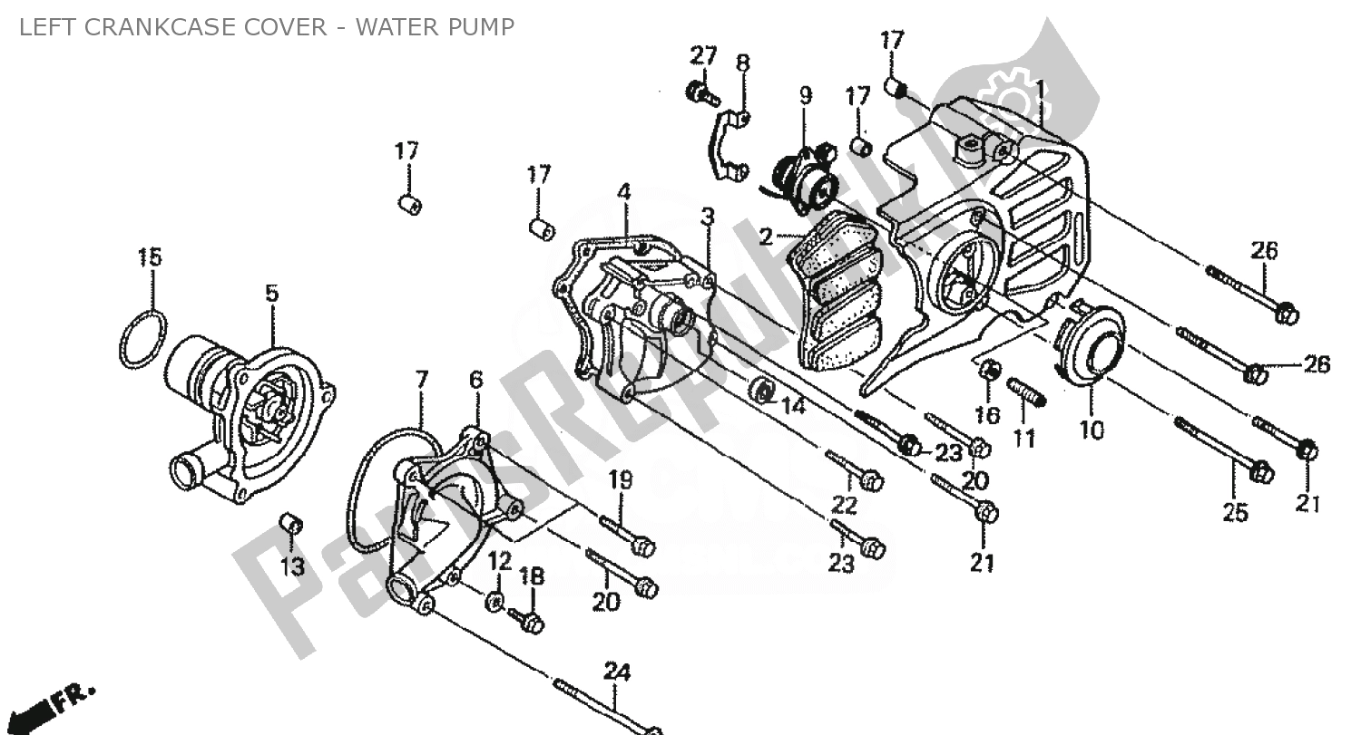 Todas as partes de Left Crankcase Cover - Water Pump do Honda VFR 400 1988