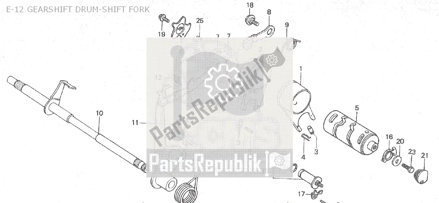 Alle onderdelen voor de E-12 Gearshift Drum-shift Fork van de Honda ZB 50 Monkey R 1988