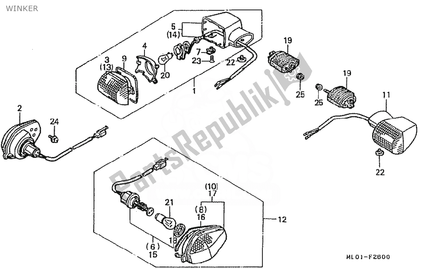 Toutes les pièces pour le Clignotant du Honda VFR 400 1986