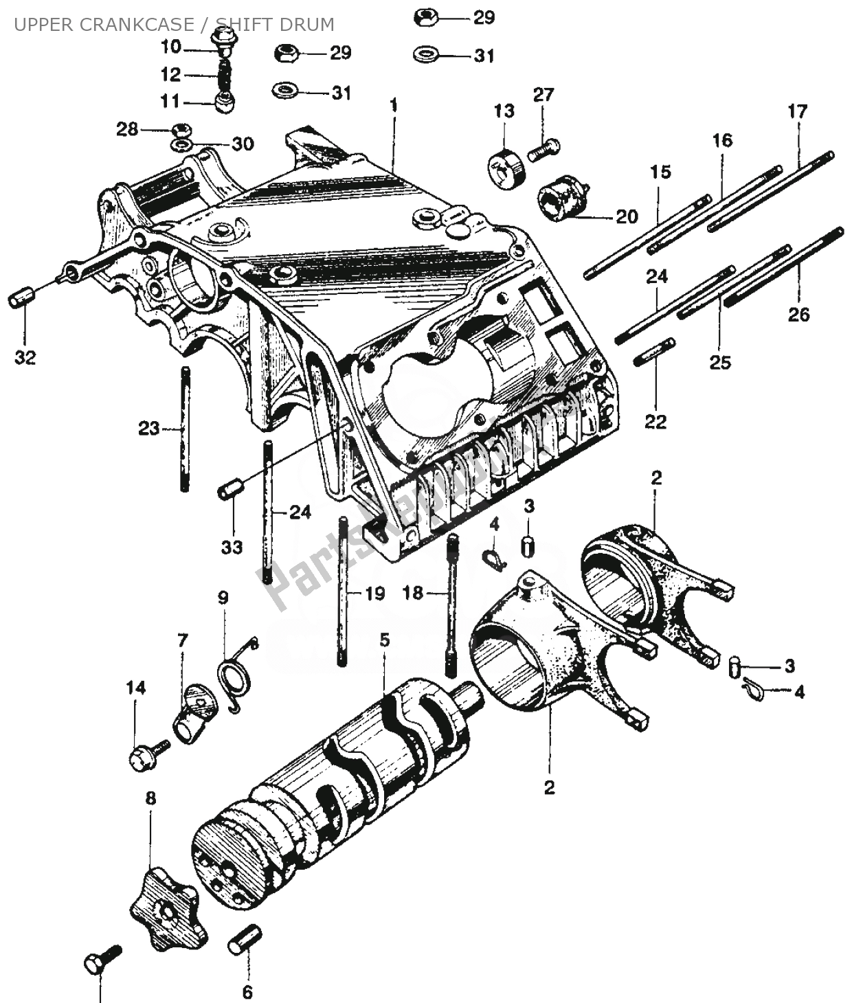 Todas as partes de Upper Crankcase / Shift Drum do Honda SS 125 1967