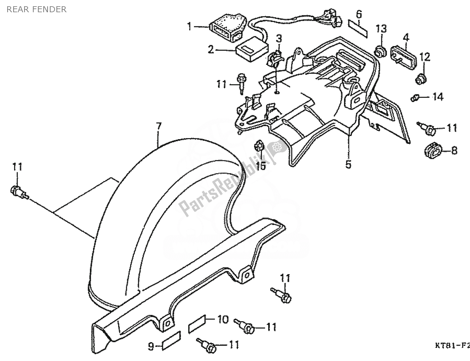 Todas las partes para Guardabarros Trasero de Honda CBR 400 RR 1986