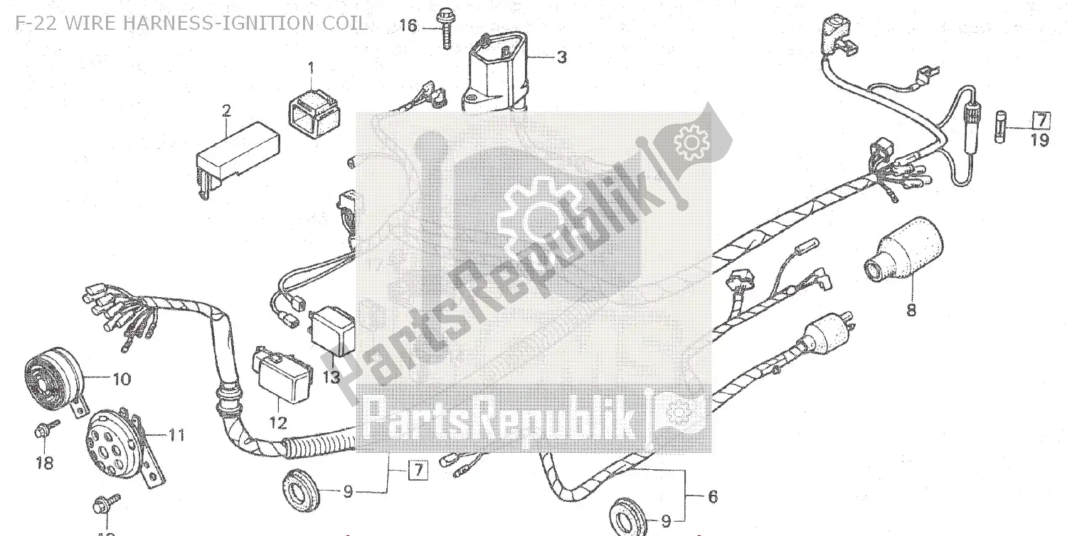 All parts for the F-22 Wire Harness-ignition Coil of the Honda ZB 50 Monkey R 1988