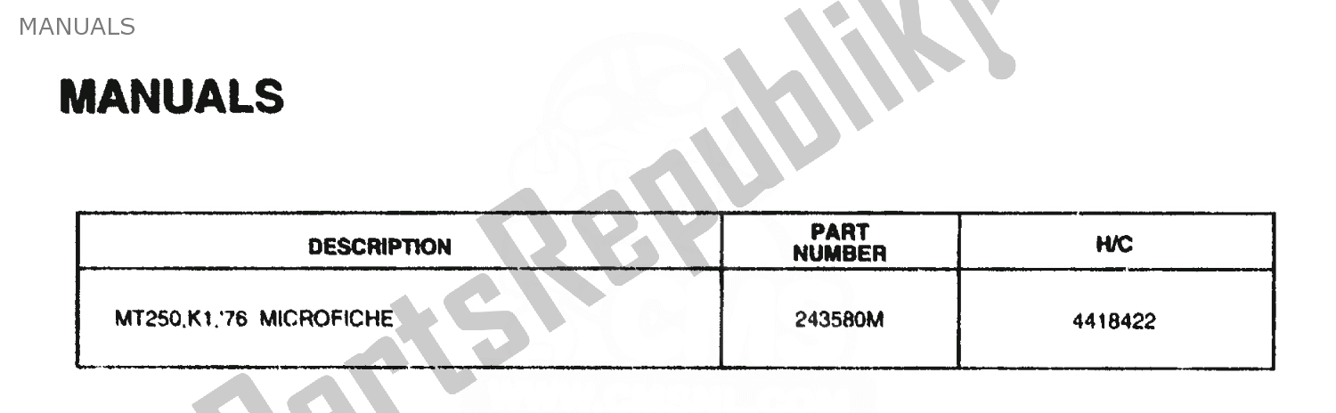 Todas as partes de Manuals do Honda MT 250 1974