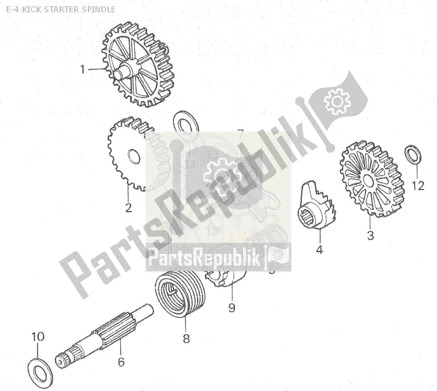 Todas las partes para E-4 Kick Starter Spindle de Honda MB 80 1981