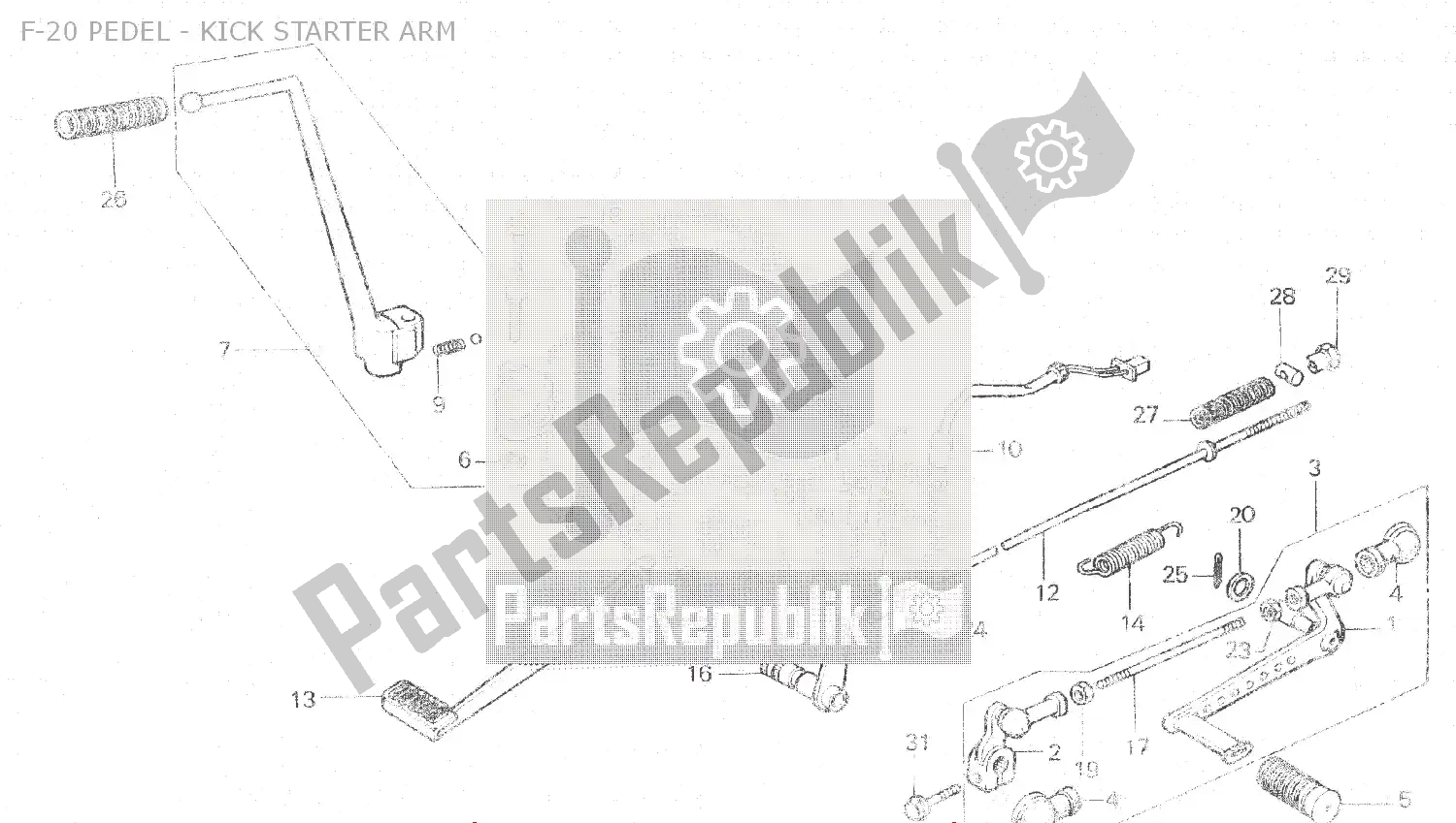 Toutes les pièces pour le F-20 Pedel - Kick Starter Arm du Honda MBX 125 1984