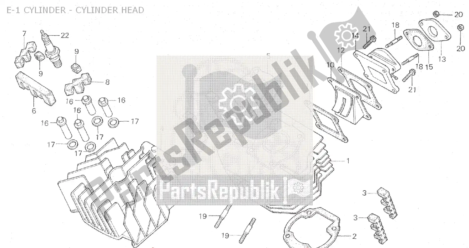 Alle onderdelen voor de E-1 Cylinder - Cylinder Head van de Honda MB 80 1981