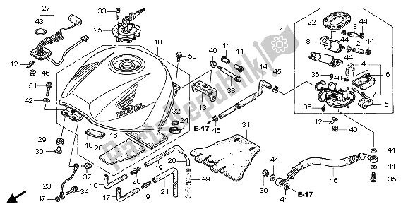 All parts for the Fuel Tank of the Honda VFR 800 2007
